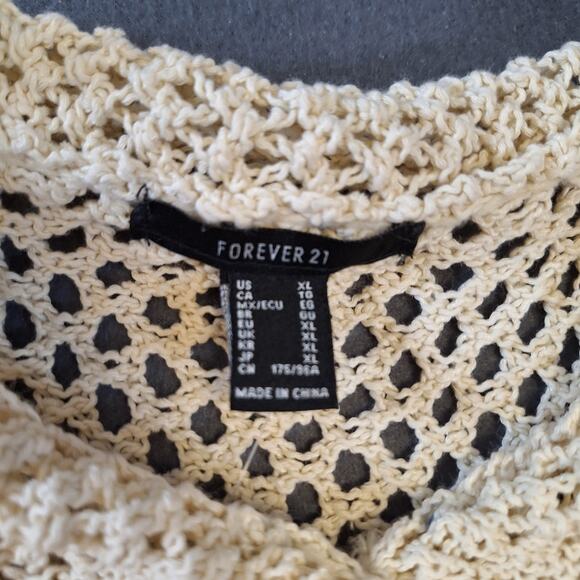 NWT Forever 21 Loose Knit Cream Yellow Trim Short Sleeve Cropped Length Sweater - Picture 6 of 13